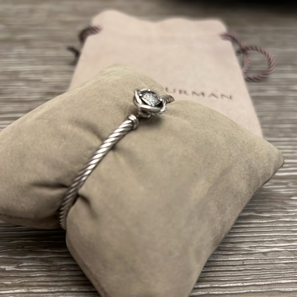 David Yurman Infinity Bracelet Sterling Silver with Diamonds, 3mm - Picture 6 of 9